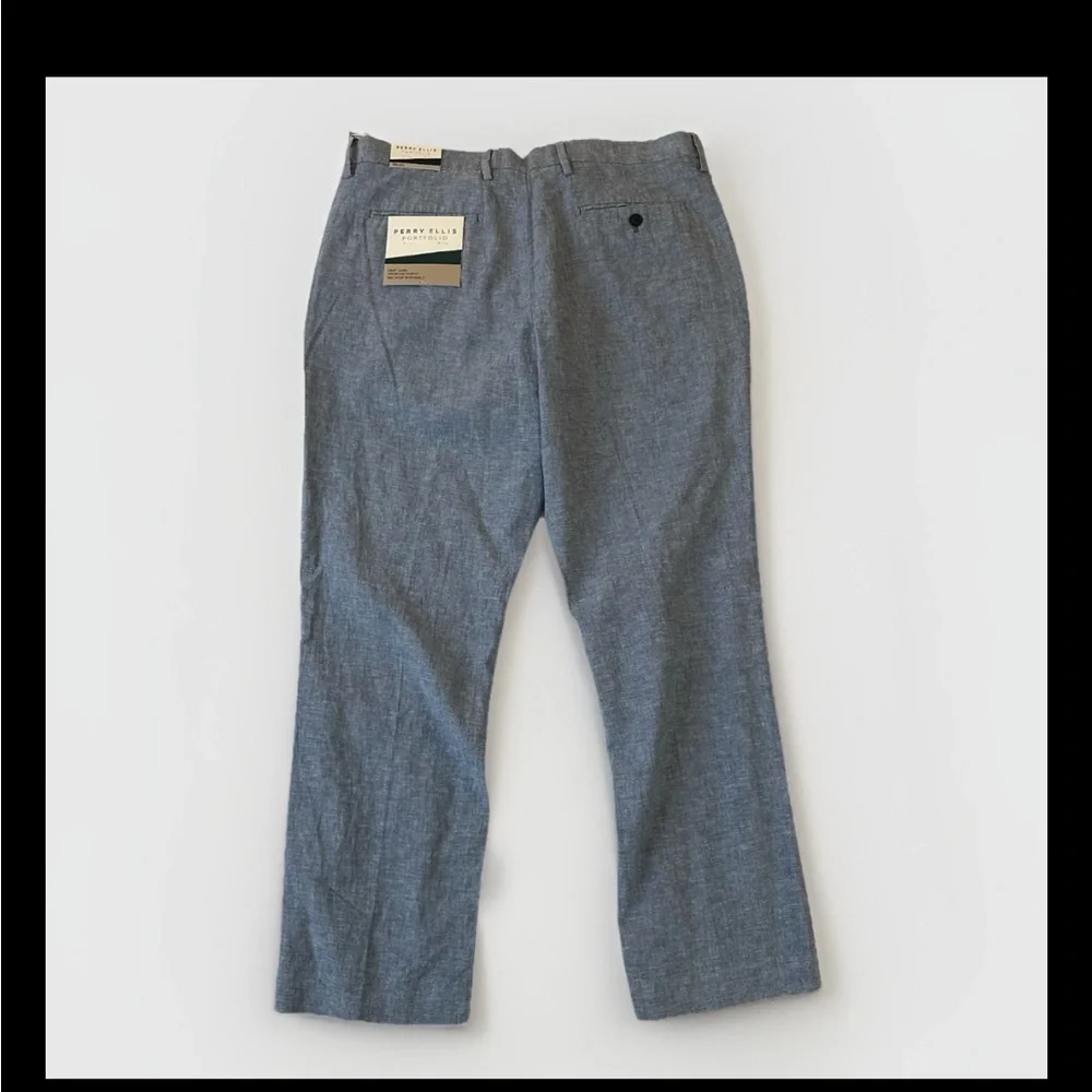 Perry Ellis Men’s Slim Fit Linen Pants Light Blue 36x30 NWT - Picture 3 of 10